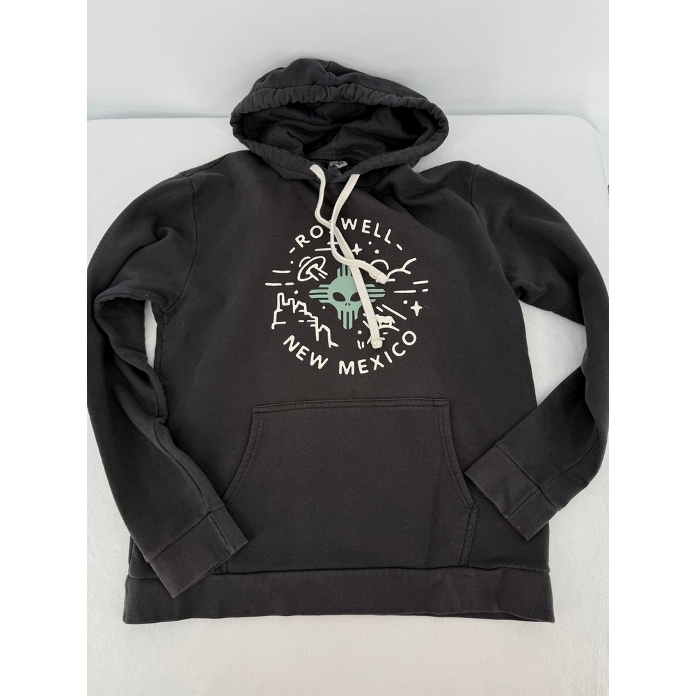 Next Level Apparel Hoodie Unisex L Gray Roswell New Mexico Alien UFO Graphic